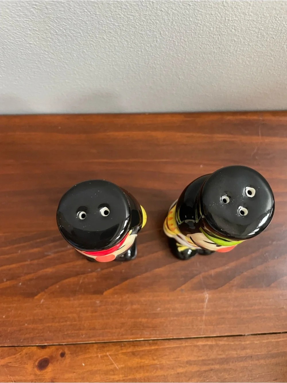 Nutcracker Soldier Ceramic Salt and Pepper Shakers - Black, Red, Green